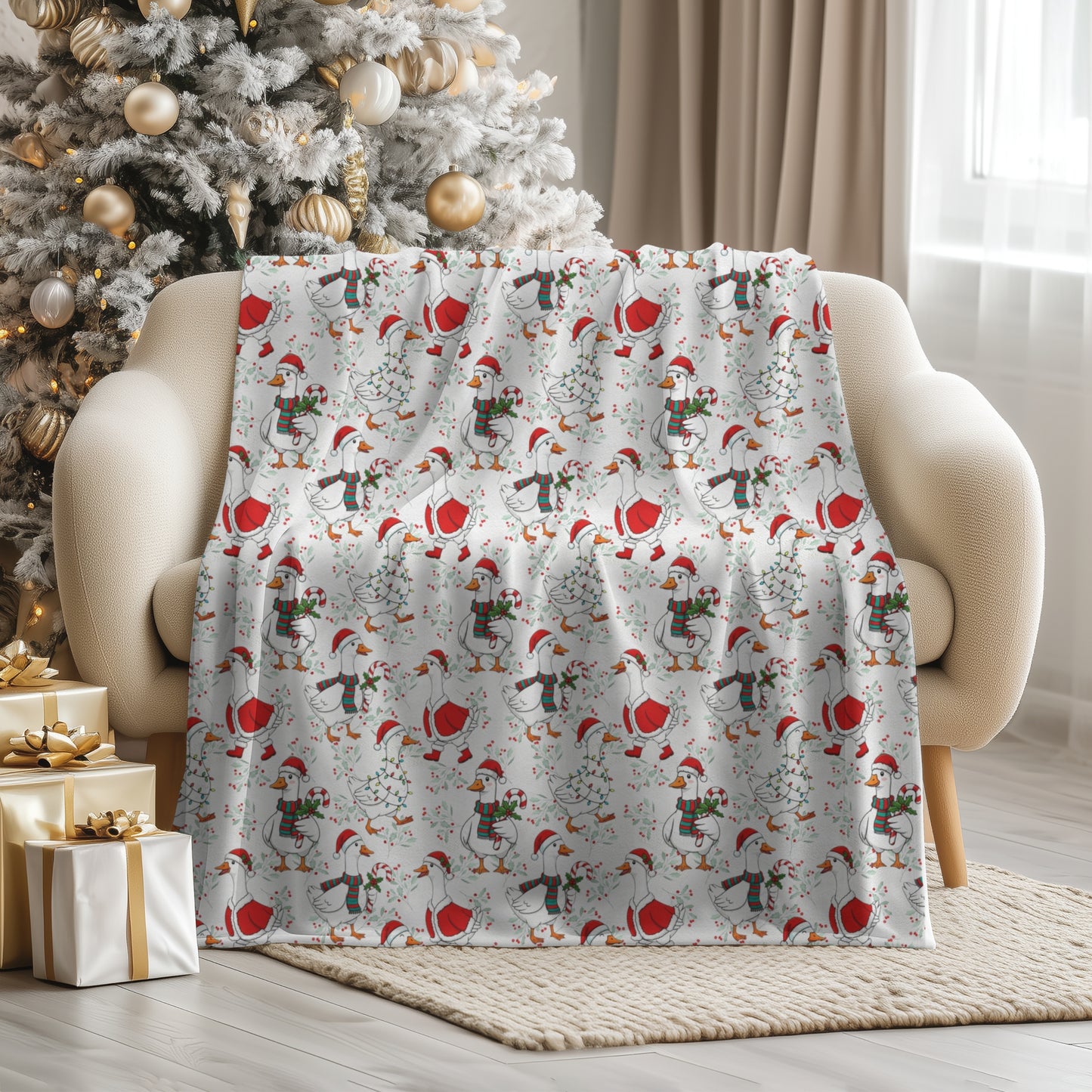 Christmas Goose Velveteen Plush Blanket