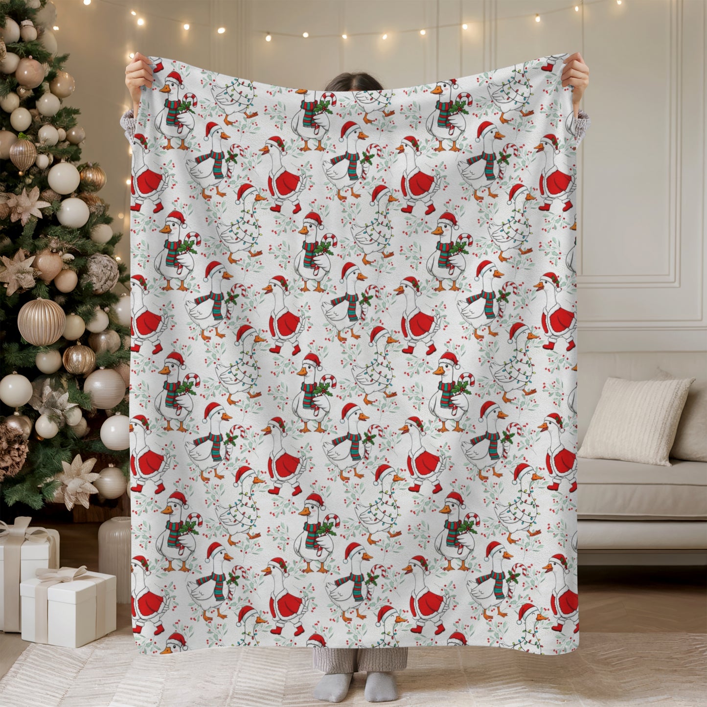 Christmas Goose Velveteen Plush Blanket