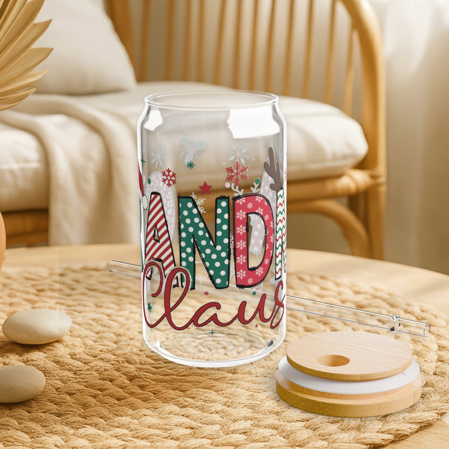 Grandma Clause 16oz Sipper Glass