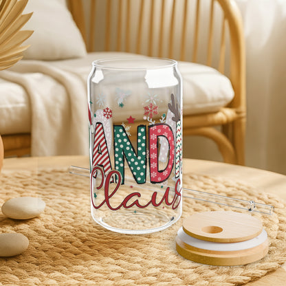 Grandma Clause 16oz Sipper Glass