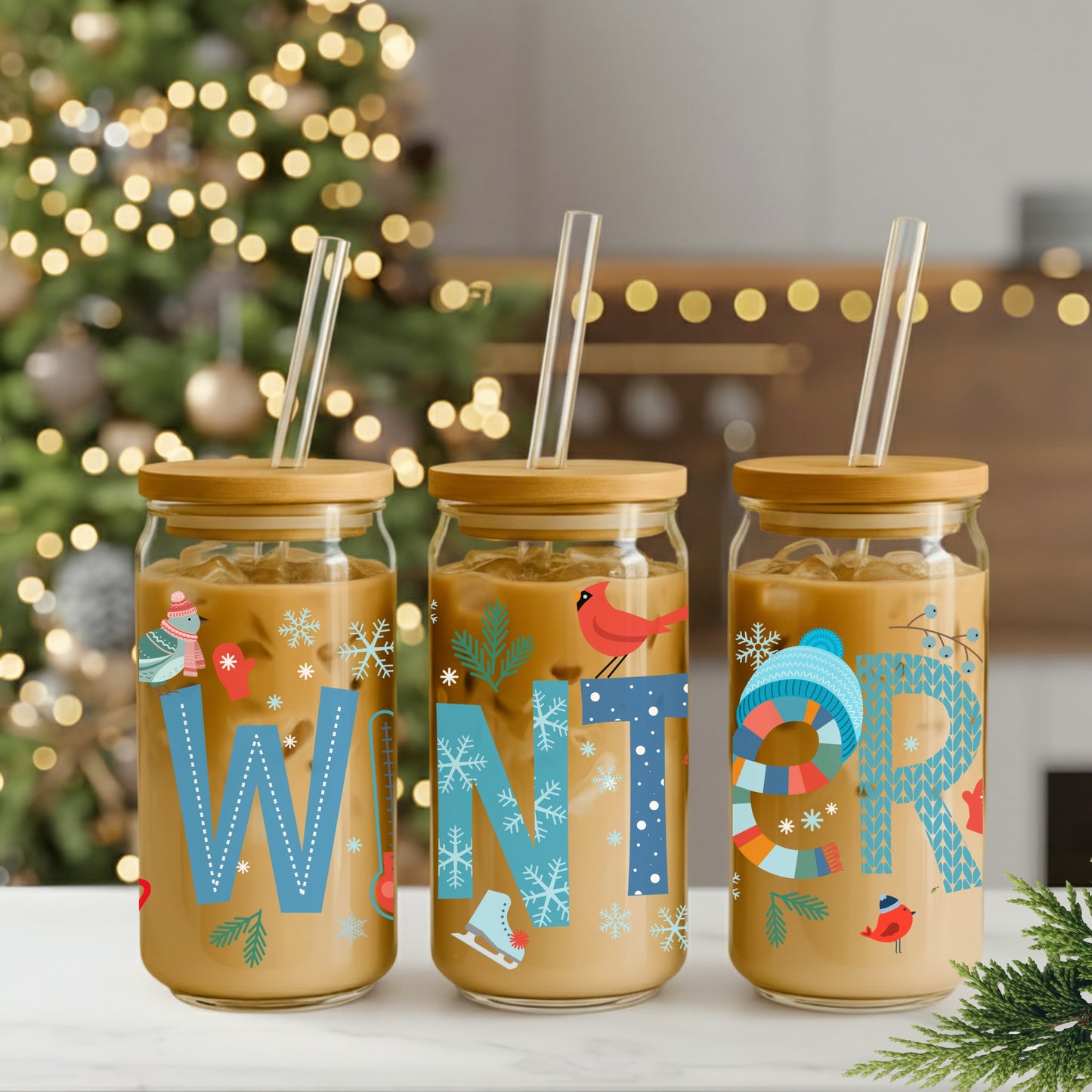 Hello Winter 16oz Sipper Glass