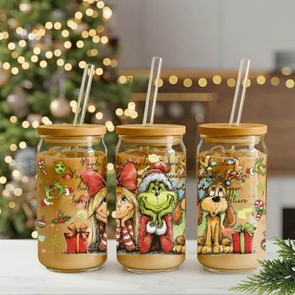 Merry Mischief Trio Glass 16oz Sipper Glass