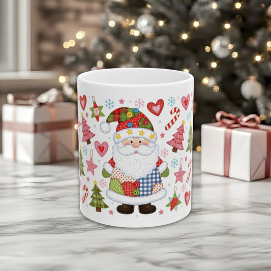 Christmas Santa Patchwork Ceramic Mug (11oz/15oz)