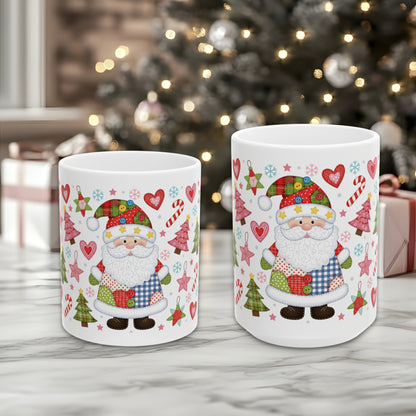 Christmas Santa Patchwork Ceramic Mug (11oz/15oz)