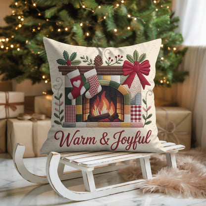 Christmas Fireplace Faux Suede Pillowcase