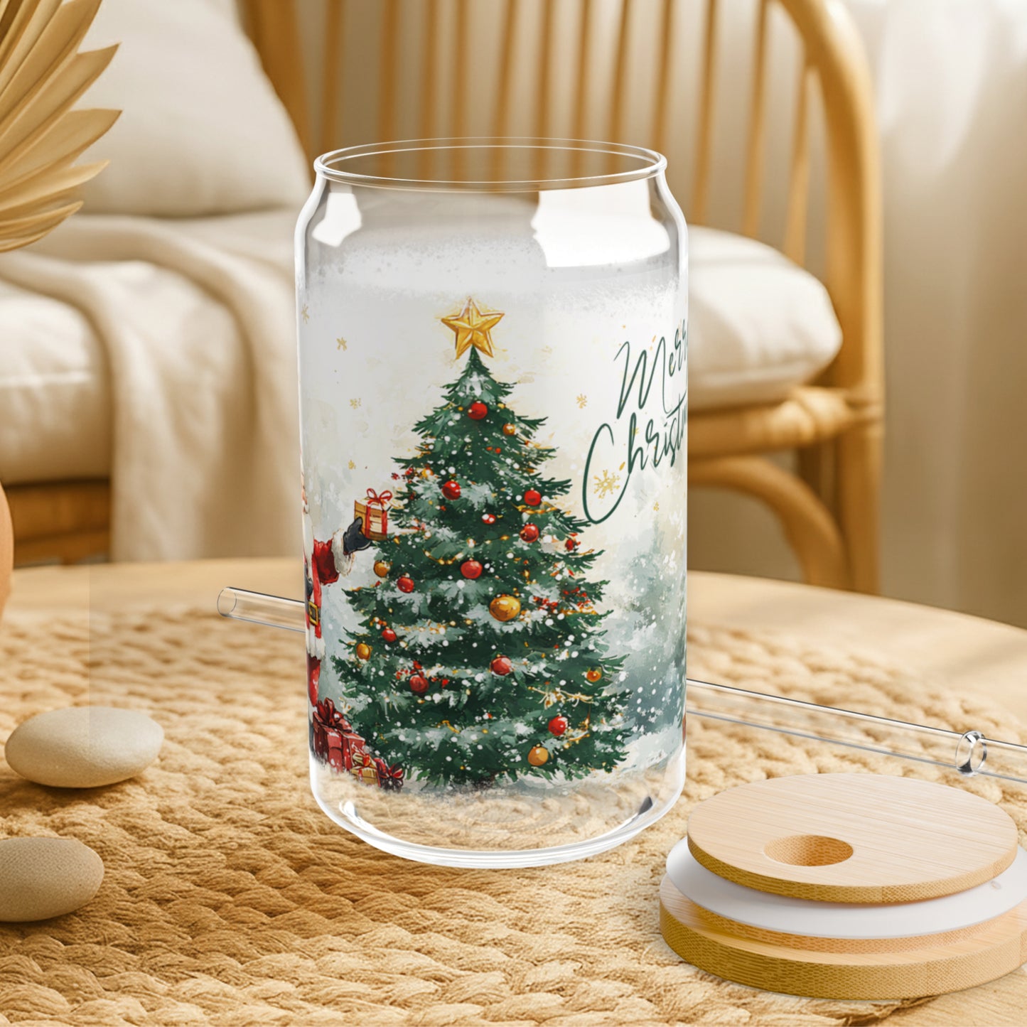 Merry Christmas Santa 16oz Sipper Glass