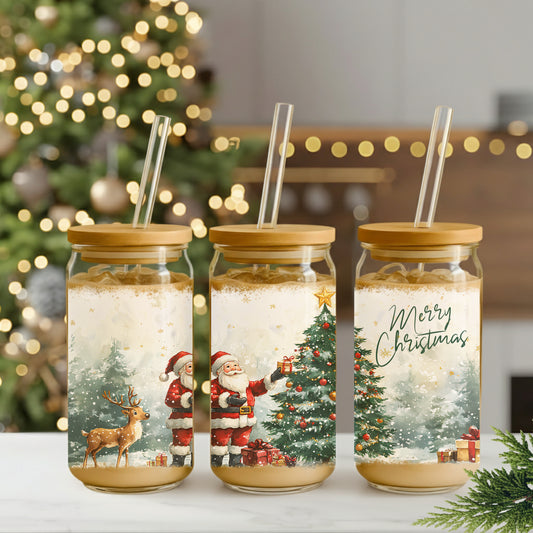 Merry Christmas Santa 16oz Sipper Glass