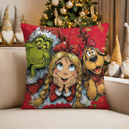 Christmas Friends Faux Suede Square Pillowcase