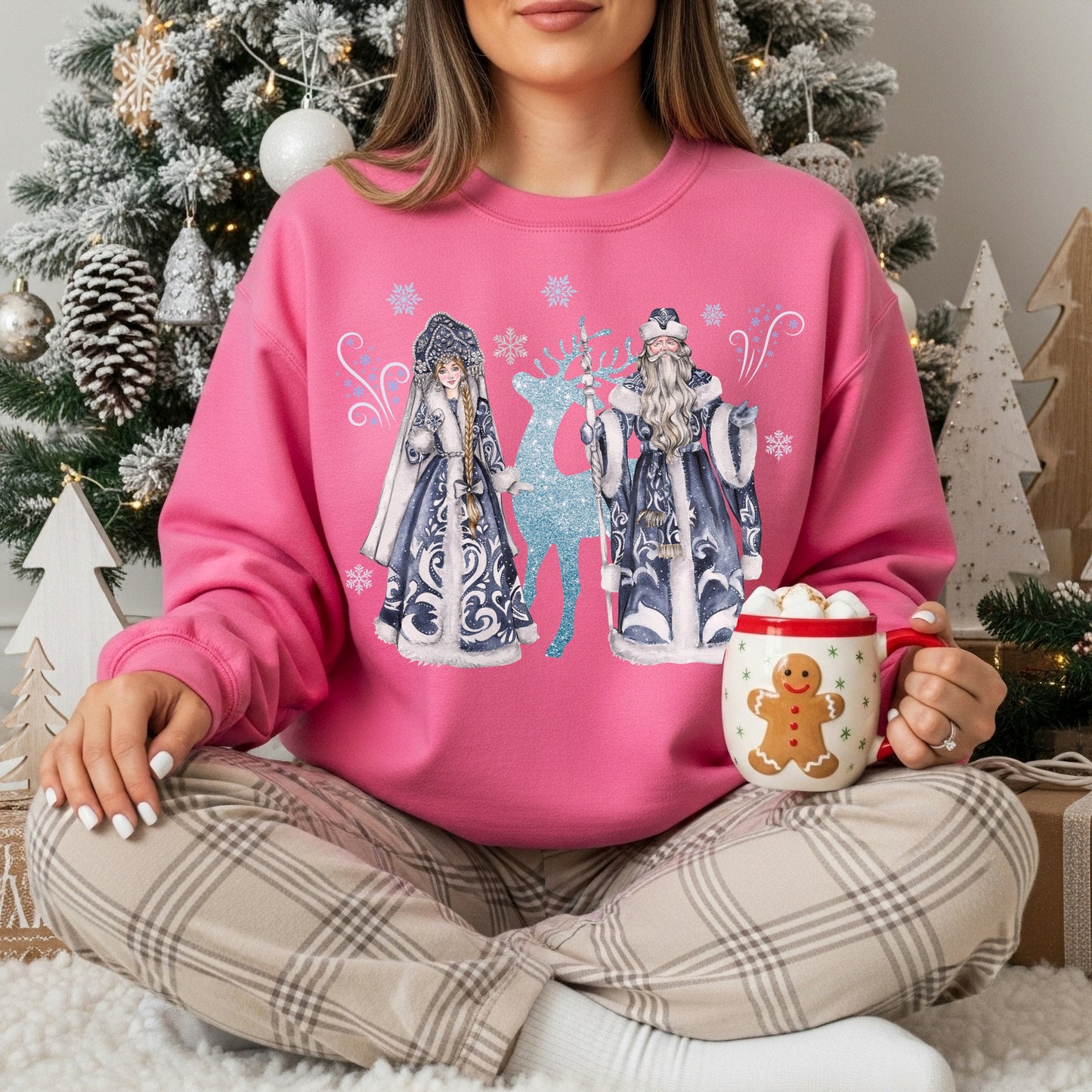 Ded Moroz & Snegurochka Sweatshirt (Slavic Folklore Father Frost & Granddaughter)