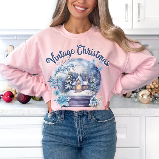 Vintage Christmas Snowy Cottage Sweatshirt