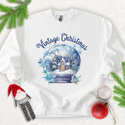 Vintage Christmas Snowy Cottage Sweatshirt