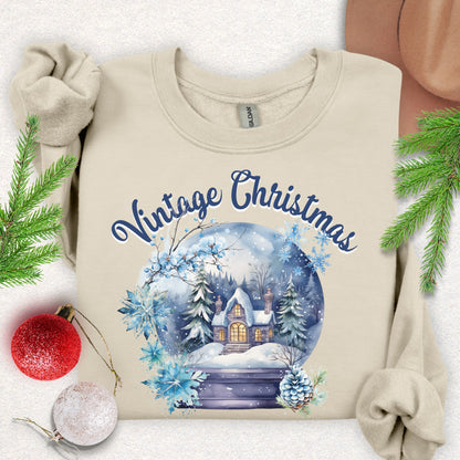 Vintage Christmas Snowy Cottage Sweatshirt