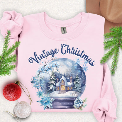 Vintage Christmas Snowy Cottage Sweatshirt