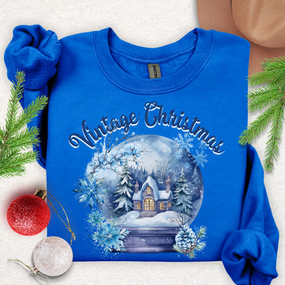 Vintage Christmas Snowy Cottage Sweatshirt