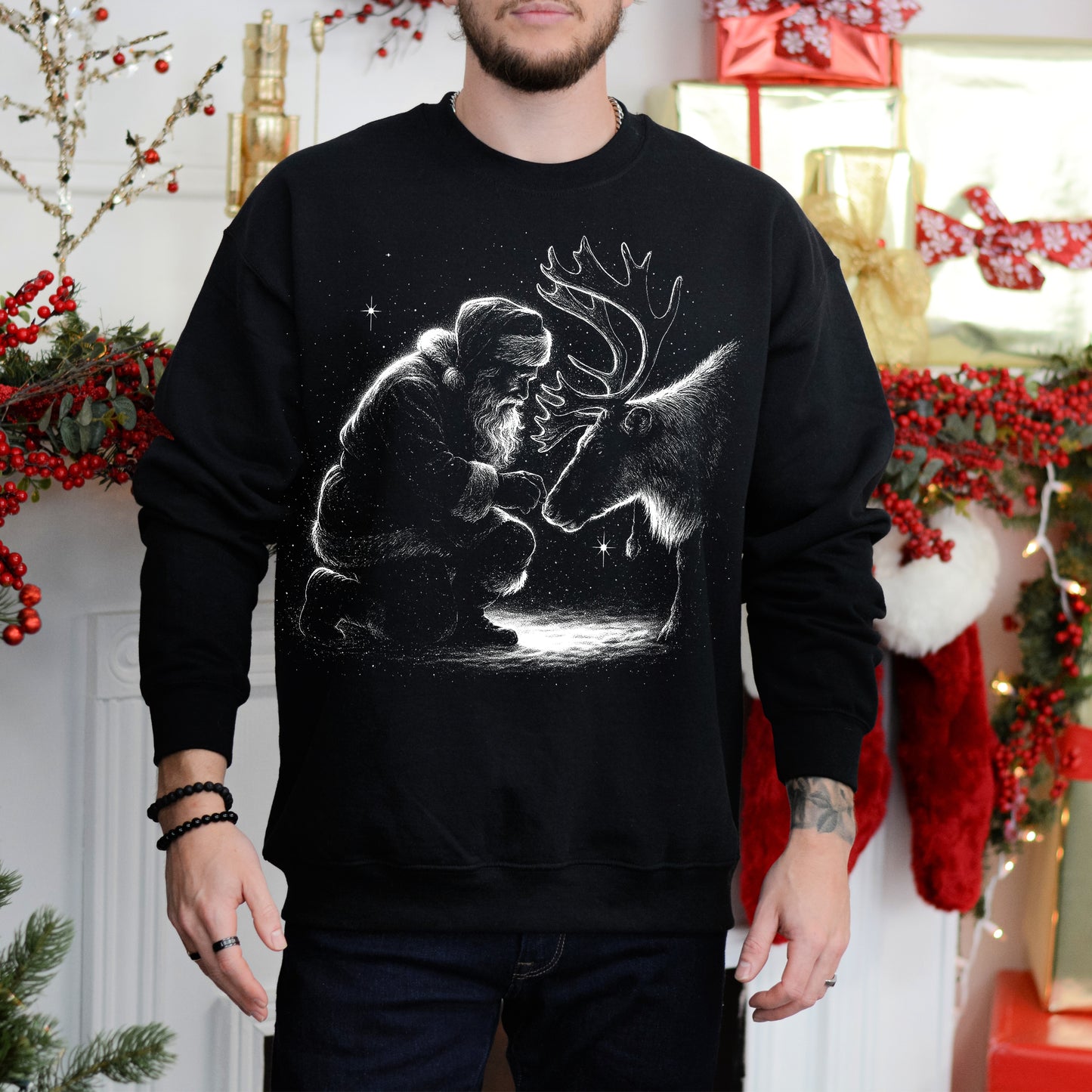 Santa & Reindeer Crewneck Sweatshirt