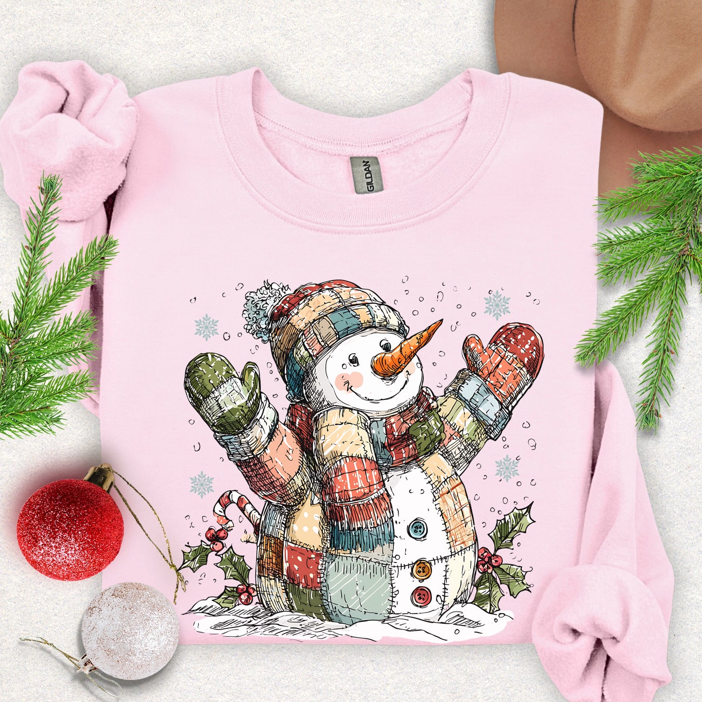 Patchwork Snowman Holiday Sweatshirt