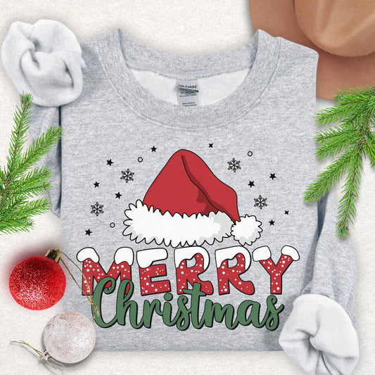 Merry Christmas Santa Hat Sweatshirt