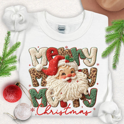 Faux Yarn Merry Christmas Santa Sweatshirt