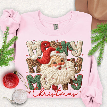 Faux Yarn Merry Christmas Santa Sweatshirt