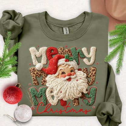 Faux Yarn Merry Christmas Santa Sweatshirt