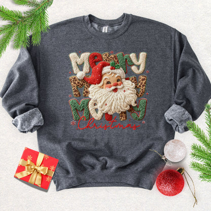 Faux Yarn Merry Christmas Santa Sweatshirt