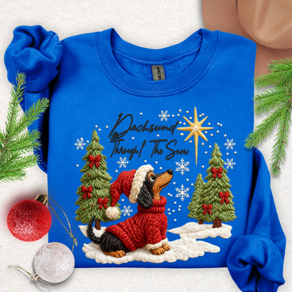 Faux Yarn Dachsund Through the Snow Sweatshirt