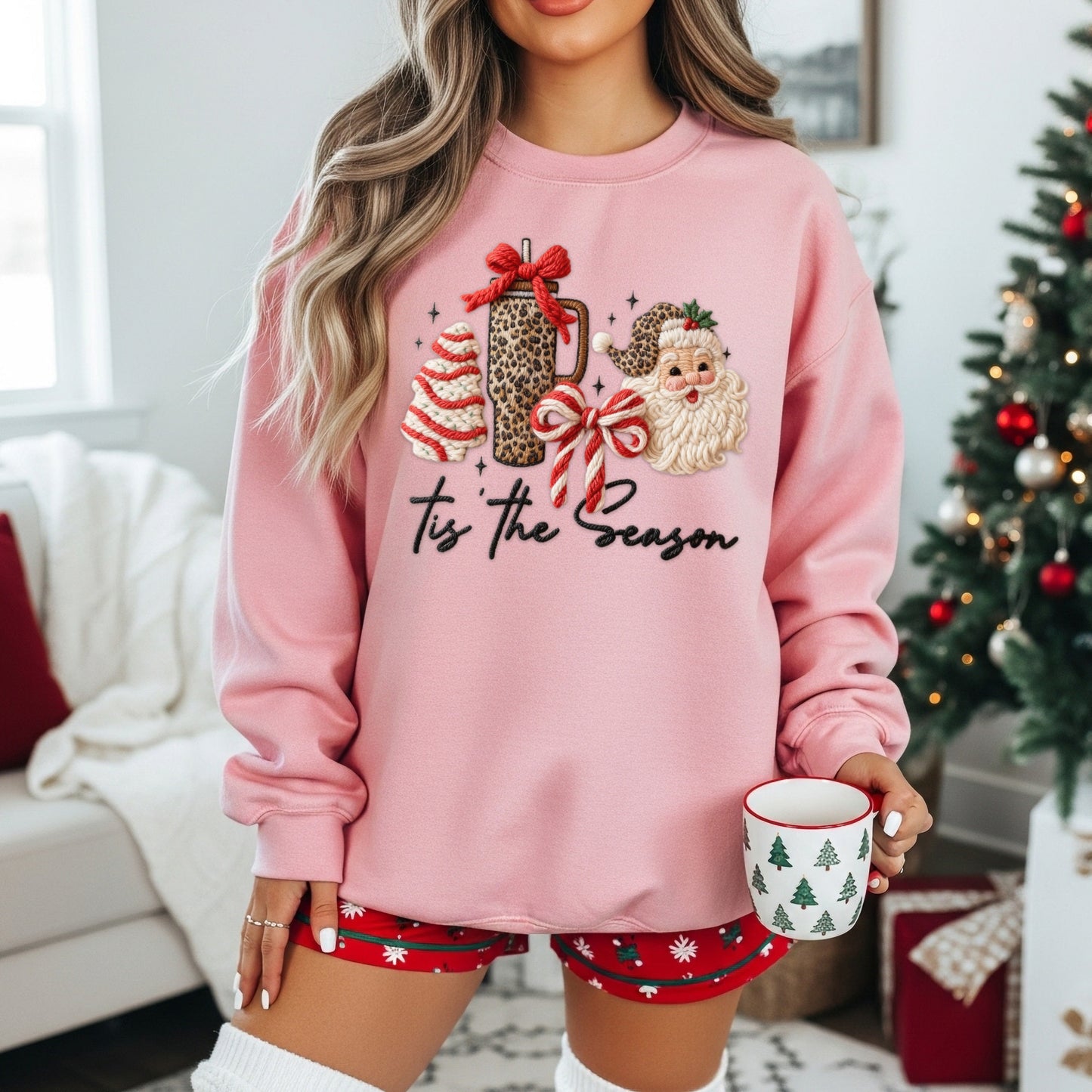 Faux Yarn Tis the Season Christmas Sweatshirt
