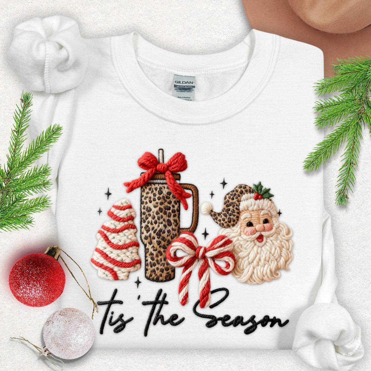 Faux Yarn Tis the Season Christmas Sweatshirt