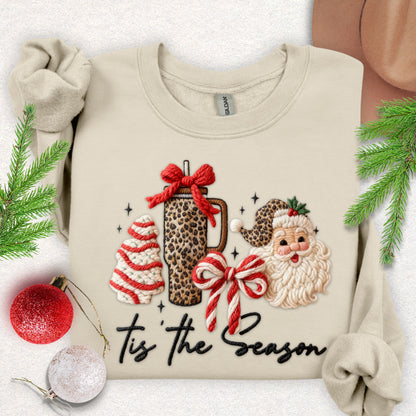 Faux Yarn Tis the Season Christmas Sweatshirt