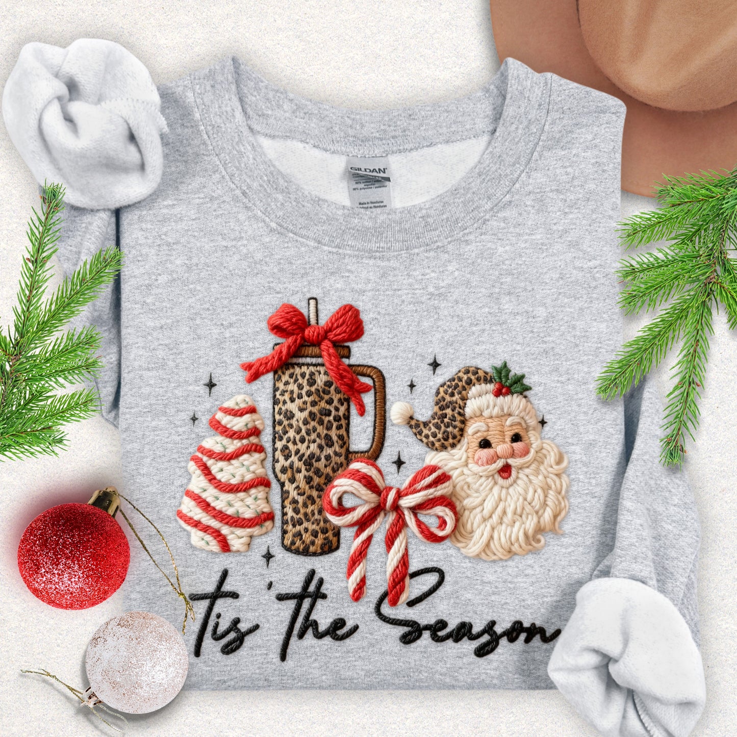 Faux Yarn Tis the Season Christmas Sweatshirt