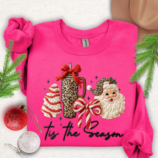 Faux Yarn Tis the Season Christmas Sweatshirt