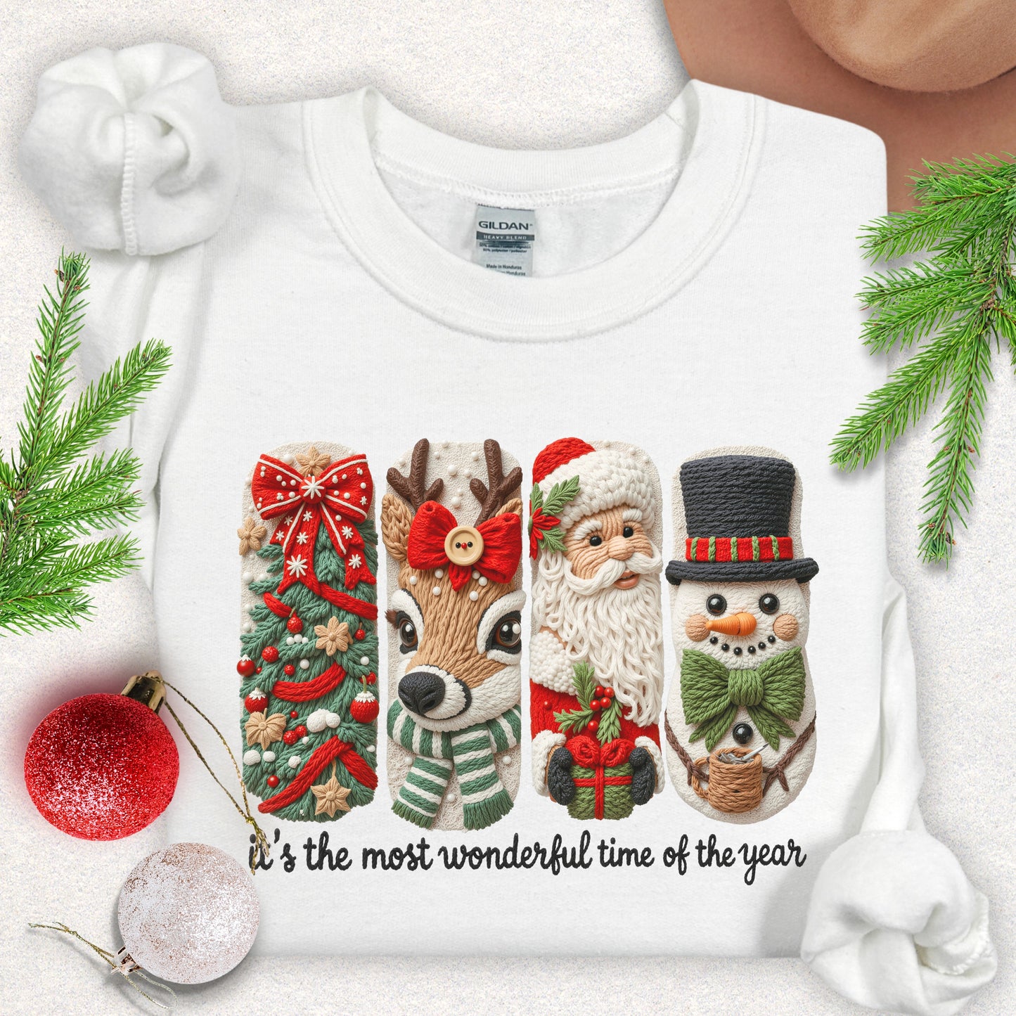 Faux Yarn Christmas Season Sweatshirt