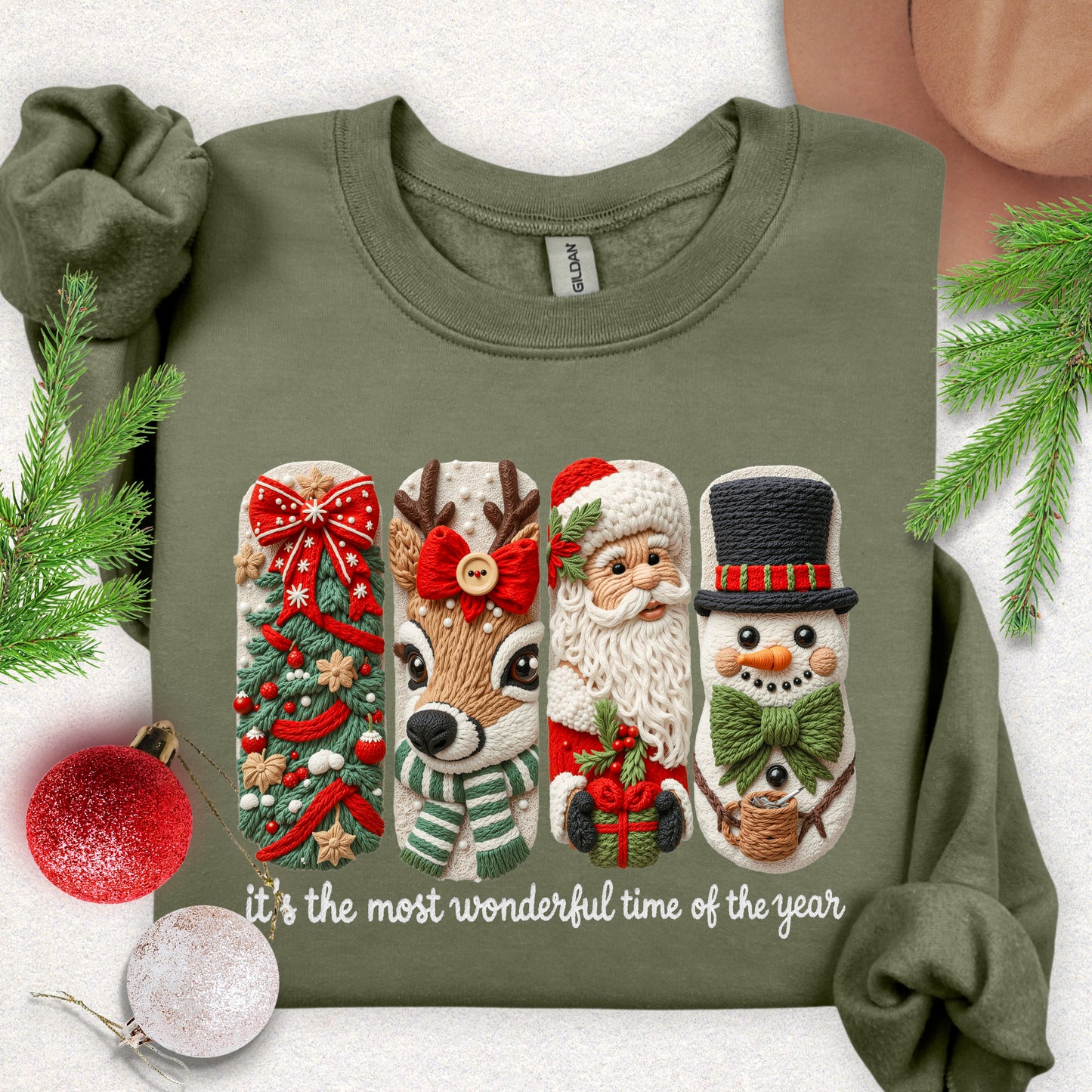 Faux Yarn Christmas Season Sweatshirt