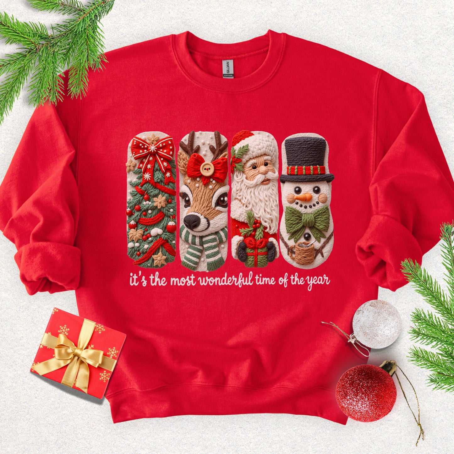 Faux Yarn Christmas Season Sweatshirt