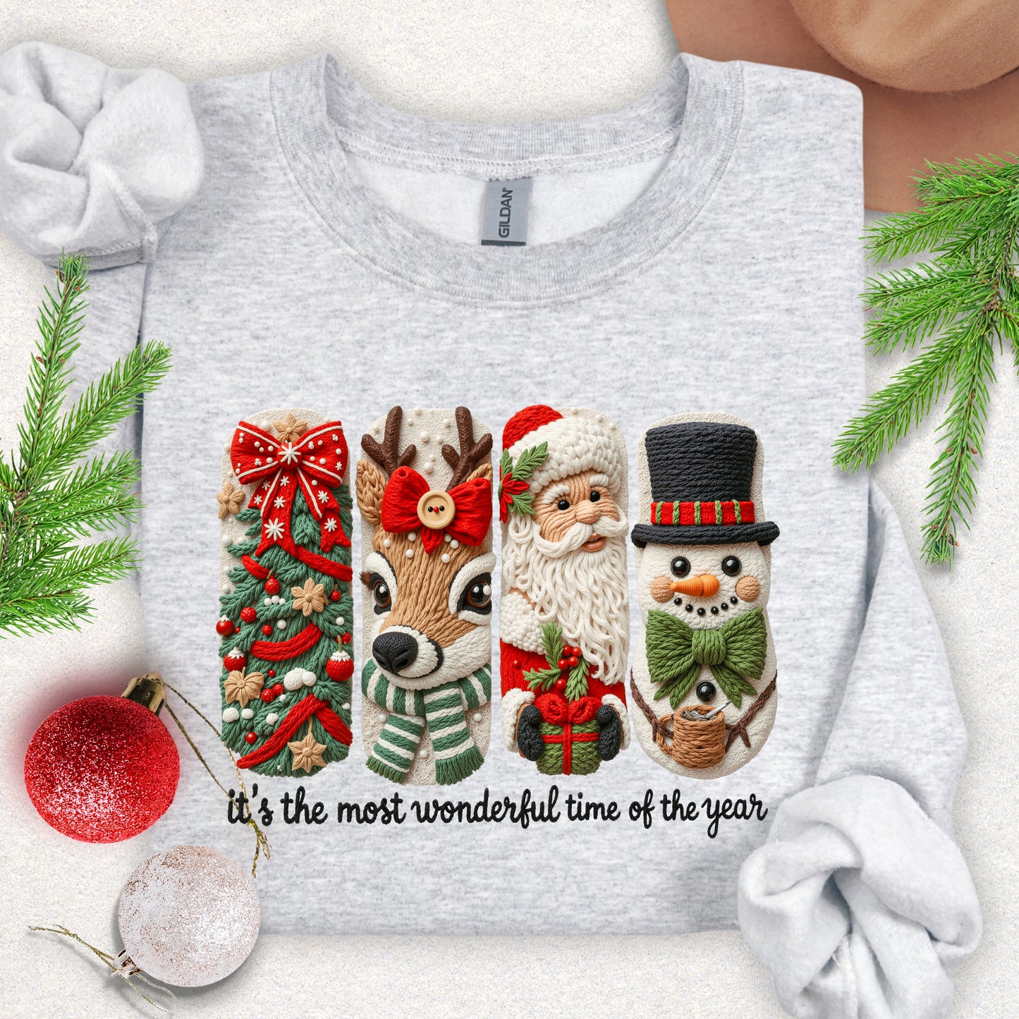 Faux Yarn Christmas Season Sweatshirt