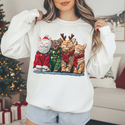 Faux Yarn Meow Christmas Sweatshirt