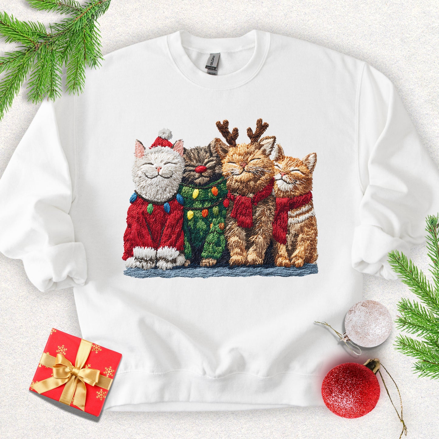 Faux Yarn Meow Christmas Sweatshirt