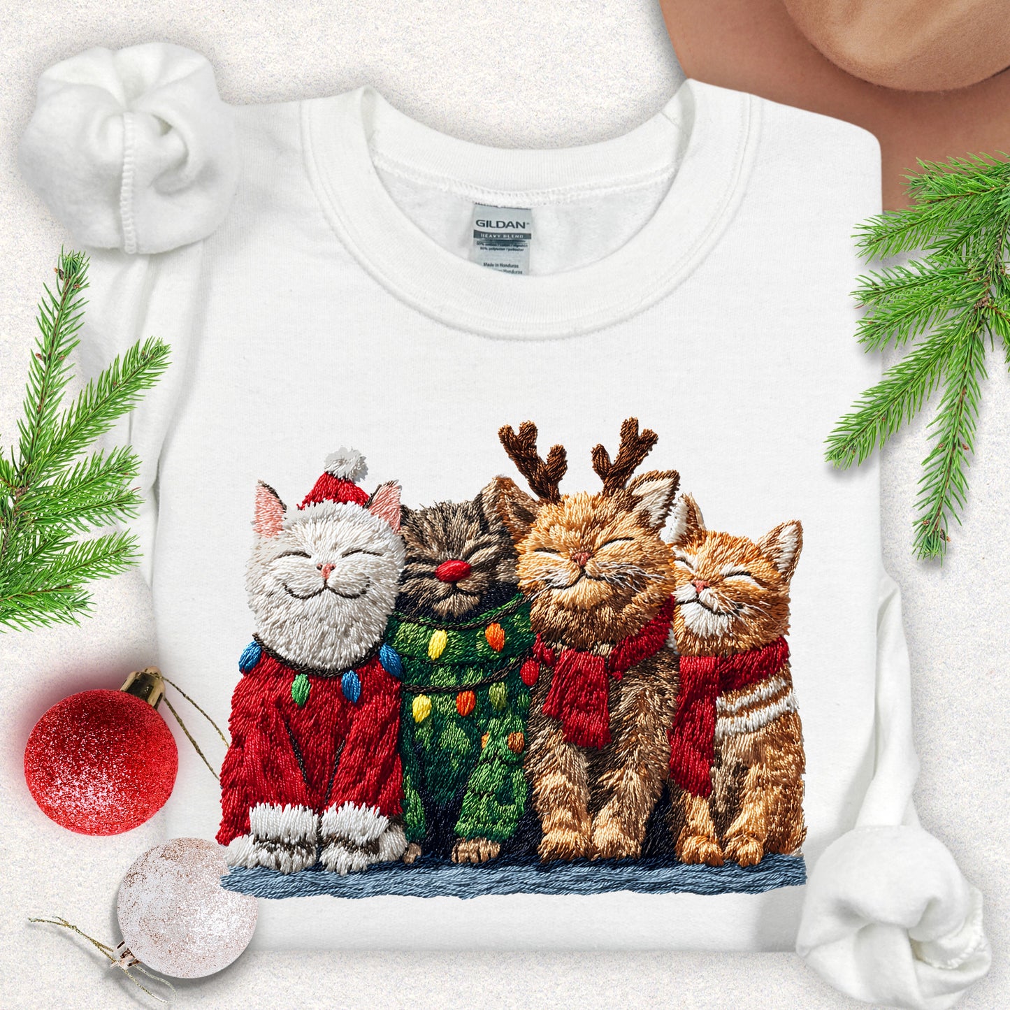 Faux Yarn Meow Christmas Sweatshirt