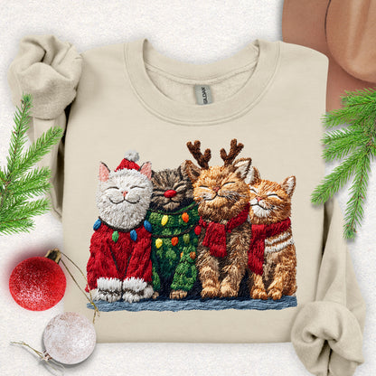 Faux Yarn Meow Christmas Sweatshirt