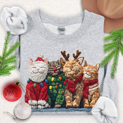 Faux Yarn Meow Christmas Sweatshirt
