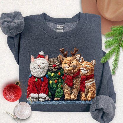 Faux Yarn Meow Christmas Sweatshirt