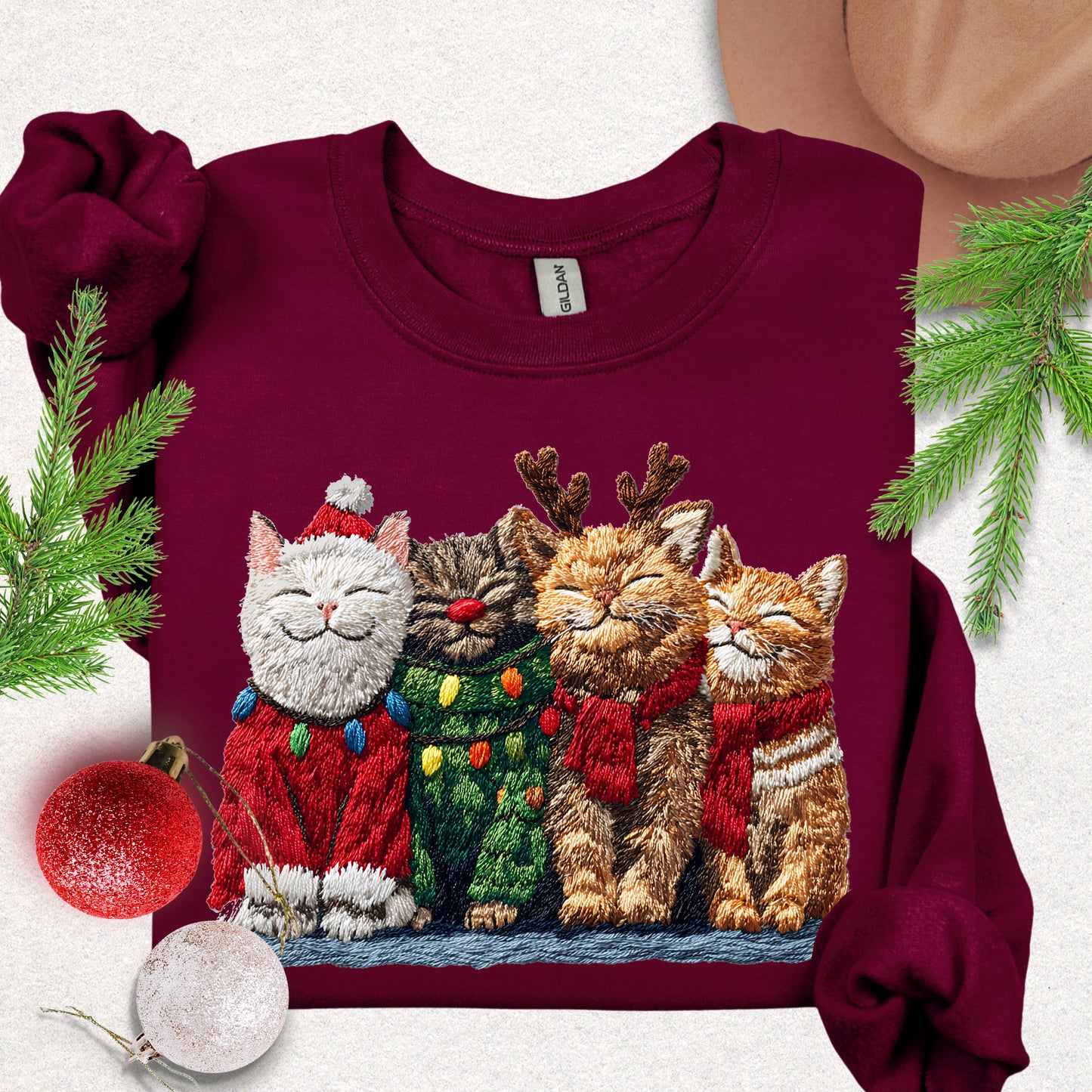 Faux Yarn Meow Christmas Sweatshirt