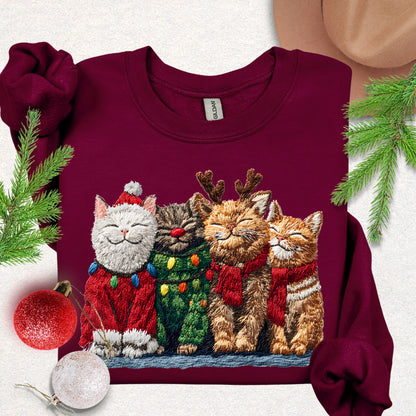 Faux Yarn Meow Christmas Sweatshirt