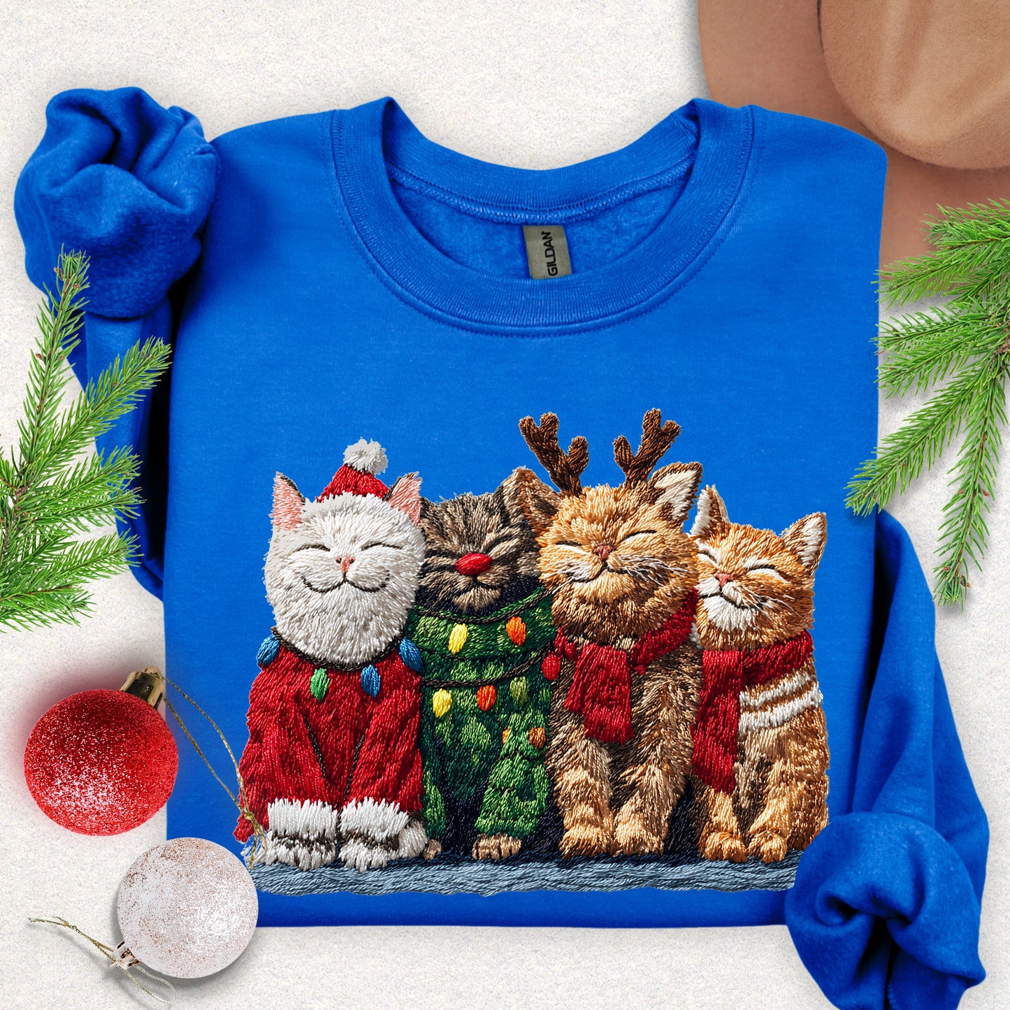 Faux Yarn Meow Christmas Sweatshirt