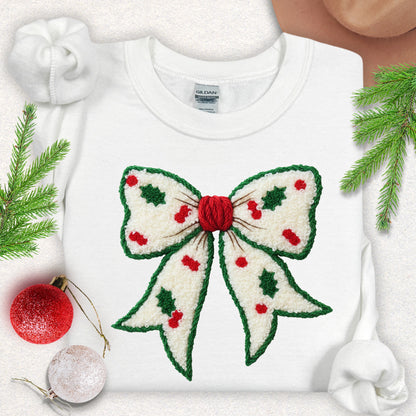 Faux Yarn Christmas Bow Sweatshirt