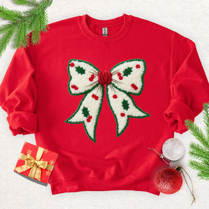 Faux Yarn Christmas Bow Sweatshirt