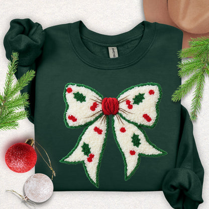 Faux Yarn Christmas Bow Sweatshirt