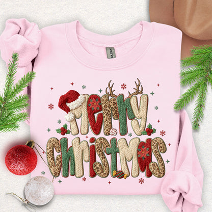 Faux Yarn Festive Merry Christmas Sweatshirt