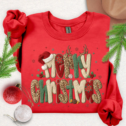 Faux Yarn Festive Merry Christmas Sweatshirt