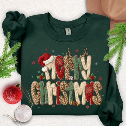 Faux Yarn Festive Merry Christmas Sweatshirt